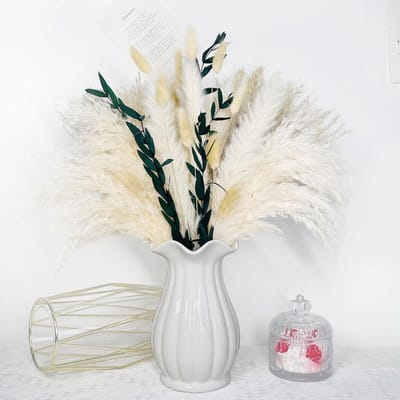 Gedroogd Pampasgras Decoratie - 48 Stuks Natuurlijke Pluizige Droogbloemen