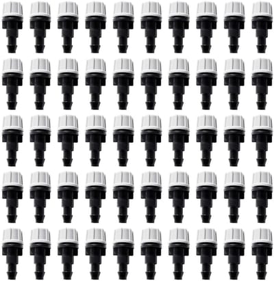 50 Stuks Verstelbare Micro Drupps voor 4/7 mm Druppelslangen, Druppelsysteem Irrigatiesproeier, Waterirrigatie-Emitter, voor Tuin, Gazon, Grijs