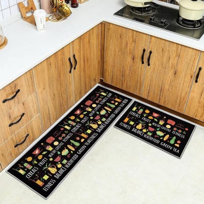 Famanu – Keukentapijten - 2 stuks - antislip - 6 mm dik - waterdicht - onderhoudsvriendelijk - anti-vermoeidheid - loper voor keuken (stijl M - 40 x 60 + 40 x 120 cm)