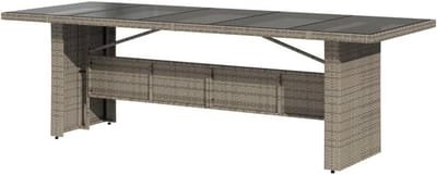 Tuintafel - Eettafel Buiten - Gezellig Buiten Zitten - Gehard Glazen Blad - 240x90 cm - Grijs