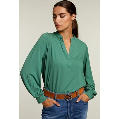 River Woods Green V-neck T-shirt Balloon Sleeves Size: XS | Blouses Outlet | Dames | Groen
