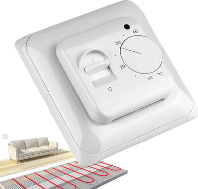 Mechanische Thermostaat - Kamerregelaar - Vloerverwarming Regelen - Eenvoudige Draaiknop - 8.6x8.6 cm - Wit