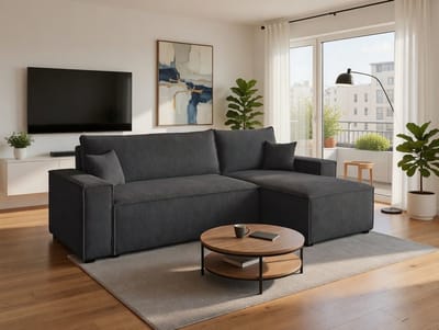 Chaise Longue Loungesofa 160x110x40 cm – Vouwbare Slaapbank met Armleuningen en Opbergvakken, Compacte Ruimtebesparende Cloud Sofa voor Woonkamer, Studio of Appartement – Pauwhome