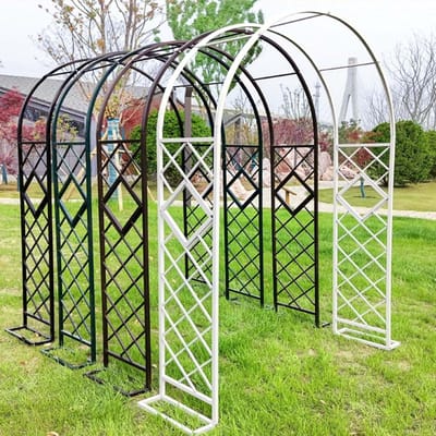 Rozenboog Tuinboog - Klimplant Steun - Tuin Decoratie - Verstelbare Hoogte - 140 x 230 cm - Zwart