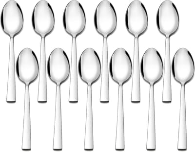 Set van 12 RVS Soeplepels van 20 cm - Ideaal voor Thuis, Restaurant en Hotel met Vierkante Handgreep en Spiegelfinish