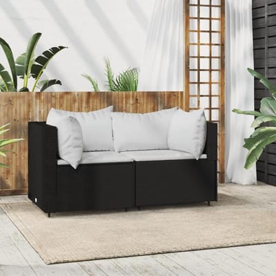 Tuinhoekbank met kussens - Tuinmeubelset bank - Buiten zitten - Makkelijk te reinigen - 65 x 575 cm - Zwart