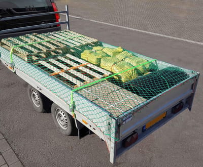 JUMBO  aanhangernet/ trailernet set 2 x3m net en 2 x 500cm spanbanden,25mm 600KG met S haken