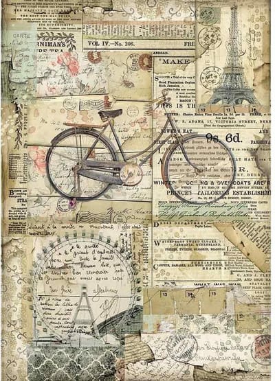 Stamperia Rice Paper A4 Bicycle