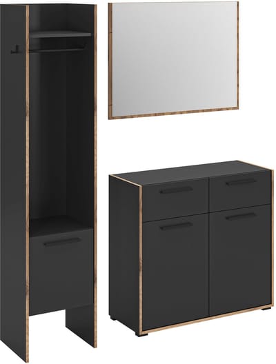xonox.home Bueno garderobecombinatie (B/H/D: 152x189x37 cm) in basaltkleurig melamine