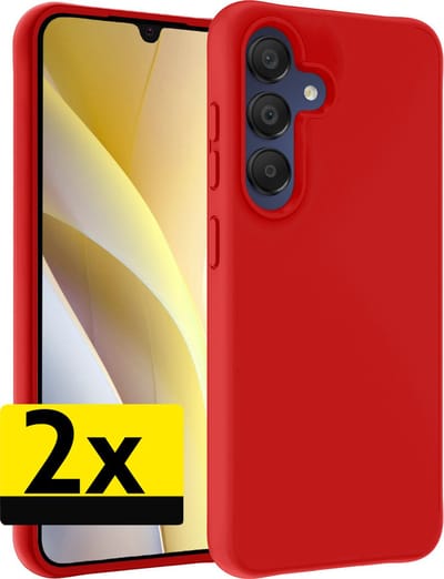 Hoesje - 2 Stuks - Geschikt voor Samsung Galaxy A15 - Sterk & Shockproof - Case Siliconen - Back Cover - Telefoon Hoes - Telefoonhoesjes - Rood