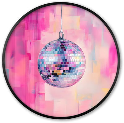 Poster in lijst Rond - Fotolijst 60x60 cm - Posters - Discobal - Pink - Verf - Ronde posterlijst zwart - Decoratie - Wanddecoratie woonkamer - Muurdecoratie slaapkamer