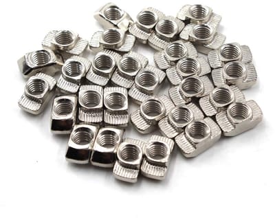 100x M3 T-sleufmoeren Nikkelgecoat Koolstofstaal voor Aluminium Profielen