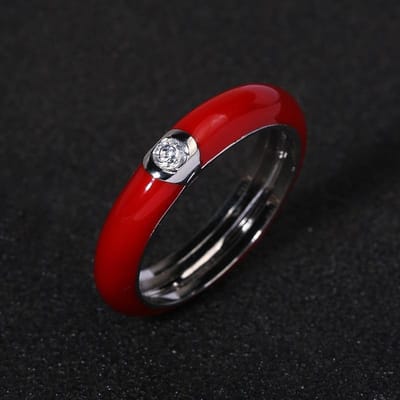 Vintage kleur emaille zirkonia ring verguld minimalistische bloem ring dames bruiloft feest verlovingssieraden cadeau voor vrouwen 6 red