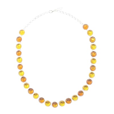 Behave - Ketting dames retro stijl - zilverkleur bruine stenen - 47 cm