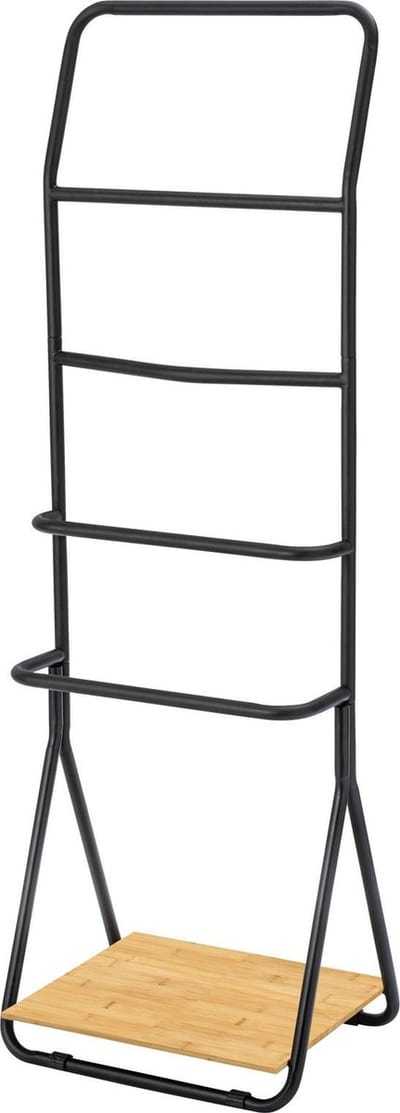 WENKO Handdoekhouder Verona zwart mat 51x157cm - Handdoekrek - Handdoekenrek - Handdoekstang vrijstaand