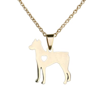 Fako Bijoux® - Ketting Met Hanger - Stainless Steel - RVS - Staal - Hond - Dobermann - Goudkleurig