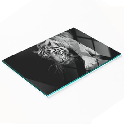 Multifunctionele decoratieve snijplank van gehard glas met tijgerprint, 80x52 cm