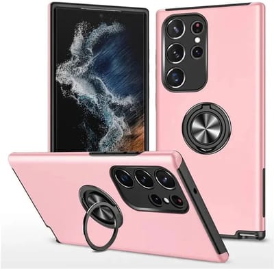 Telefoonhoesje Met Vingerring & Magneet voor Telefoohouders - Hoesje Geschikt voor: Samsung Galaxy S25 Ultra - Roze