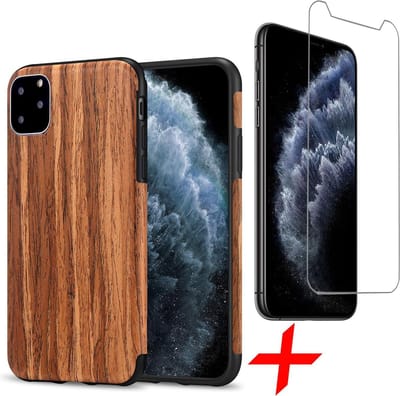 Hoesje geschikt voor iPhone 11 Pro Max - Rood Sandelhout + Screenprotector GlassGuard