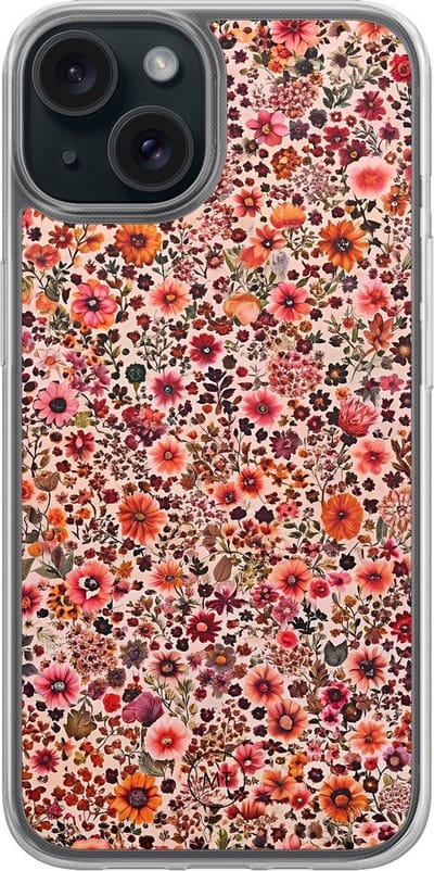 Hybride hoesje geschikt voor iPhone 13 - Vintage floral - Extra bescherming - Luxe beschermhoes - TPU case - Transparant, Multi - Mooie Telefoonhoesjes