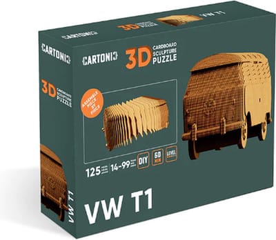 CARTONIC- VW-T1- 3D Puzzel-Speelgoed- Puzzel-DIY- Creatief- Karton- Kinderen en volwassen- 3D- puzzel
