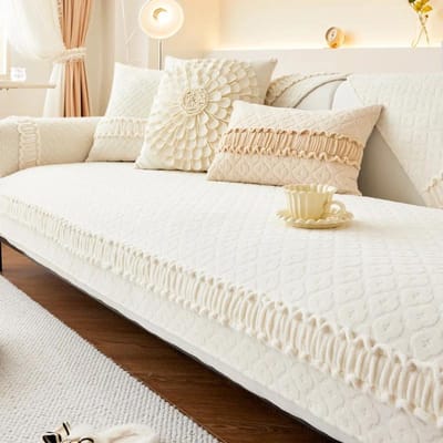 Verdikte Pluche Bankhoezen Geplooide Zoom Effen Kleur Bankhanddoeken Antislip Bankhoezen Universeel Bankkleed Voor Moderne Woondecoratie 70x70cm 1pcs