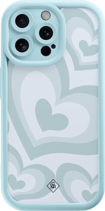 Casimoda® hoesje - Geschikt voor iPhone 15 Pro Max - Hart Blauw - Effen telefoonhoesje met lensbescherming - Siliconen/TPU - Backcover - Blauw