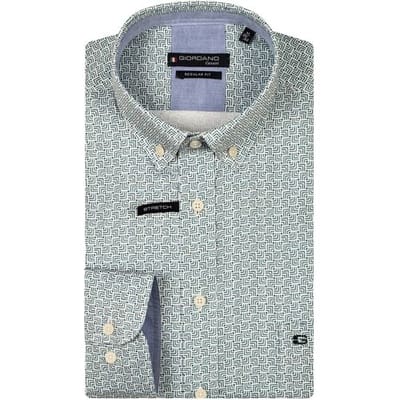 Giordano Overhemd Ivy Satin Stretch Abstract Pattern Pastel Blauw / male