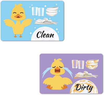 Dailygoods- Vaatwasser Magnetisch Schoon/Vies Bord - Dubbelzijdige Eend - Keuken Decoratie - PVC/Magneet - 8,9 x 5,7 cm - Grappig en Praktisch - Keukenaccessoire
