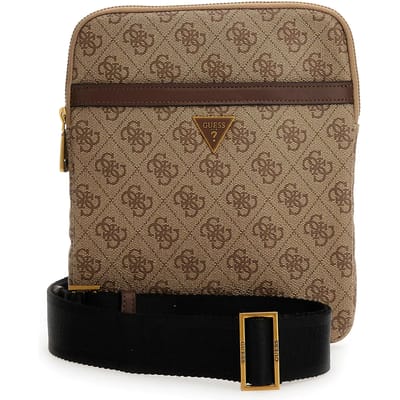 GUESS Schoudertas Vezzola Smart Crossbody Flat Bag Beige / Brown Bruine