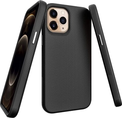 Casemania Hoesje Geschikt voor Apple iPhone 12 Pro Max - Zwart - Anti Slip Matte Armor Back Cover