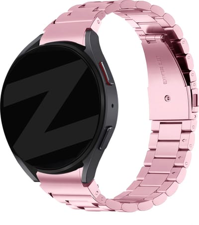 Bandz stalen band 'Classic' geschikt voor Galaxy Watch 7 (40 & 44mm) / Galaxy Watch 6 (Classic) / 5 40mm & 44mm / 5 Pro / 4 & 4 Classic / Watch FE - stalen materiaal smartwatch bandje - Incl. inkorter - roze metalen bandje