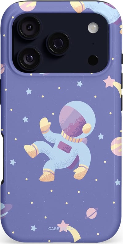 Casetastic hoesje geschikt voor Apple iPhone 17 Pro - MagSafe - Dubbellaagse bescherming - Vliegen in de ruimte - Fashion Case - Lavendel Lichtgrijs