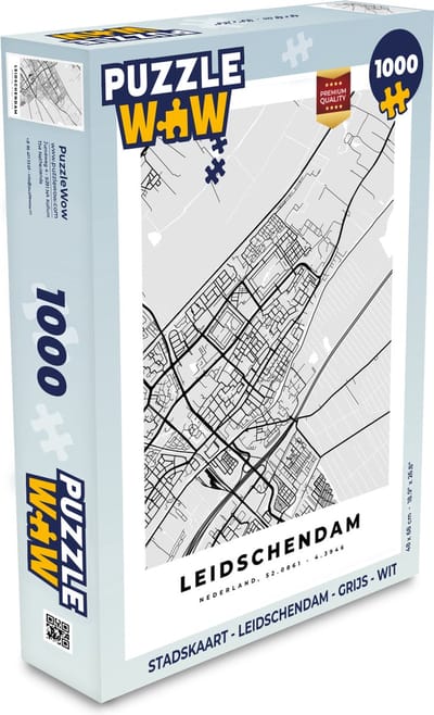 Puzzel Stadskaart - Leidschendam - Grijs - Wit - Legpuzzel - Puzzel 1000 stukjes volwassenen - Plattegrond