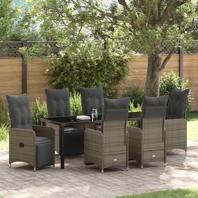 vidaXL - Tuin - Eettafel - Set - 7 - st - Grijs - poly - rattan