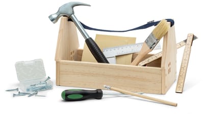 Houten gereedschapskist met gereedschap