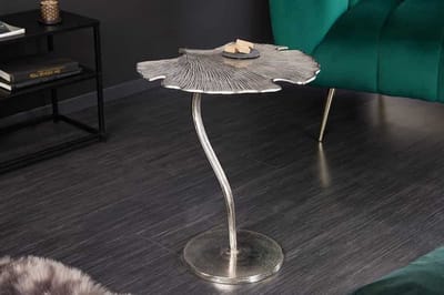 Decoratieve bijzettafel GINKGO LEAF 45cm zilver handgemaakt metaal - 41790