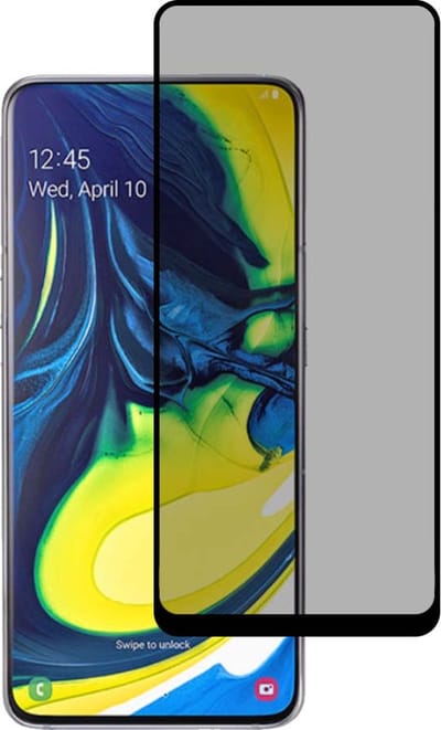 Smartphonica Privacy full cover voor Samsung Galaxy A80 tempered glass screenprotector van gehard glas met afgeronde hoeken geschikt voor Samsung Galaxy A80