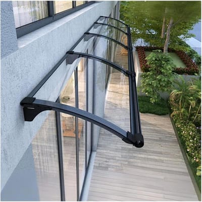 Deur Luifel - Buiten Bescherming - Weer Dicht Houden - Afvoer Goot - 57x130cm - Transparant Zwart
