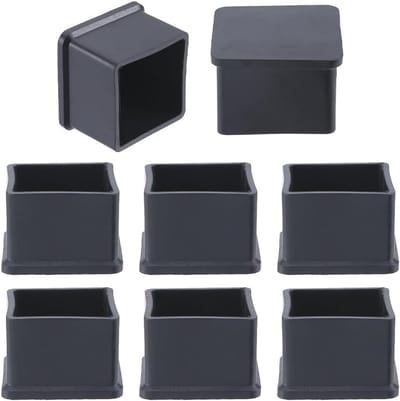 Zwarte vierkante stoelpootbeschermers 8 stuks voor 35 x 35 mm poten - vloerbeschermers voor houten en tegelvloeren
