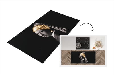 Keukenloper - Loper keuken - Meisje met de parel - Goud - Zwart - Wit - 120x60 cm - Keukenloper vinyl