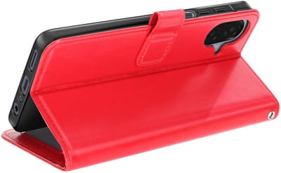 Mayaxess, Hoesje geschikt voor Galaxy A07 - Wallet Case met Koord & Stand, Rood