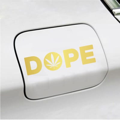 Bumpersticker - Dope - 4,5 X 17 - Goud