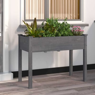 vidaXL - Plantenbak - met - voering - 118x59x76 - cm - massief - vurenhout - grijs