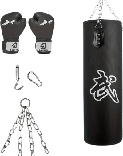 Nivard Bokszak - Bokspaal - Bokszak Ophangsysteem - Volwassenen - Kickboks Zak - Stootzak - Punching Bag - Boxzak - Sport - (Niet Gevuld) - Zwart