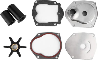 Waterpomp Impeller Kit - Reparatieset Buitenboordmotor - Motoronderhoud Boot - Roestvrij Staal Rubber - 10 Delig - Zwart Zilver
