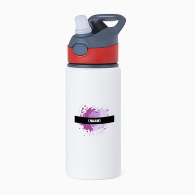 Hacebo® - paarse verfvlek met eigen naam waterfles met rietje rood - Kunst - kunstenaars/kunstenaressen - verjaardag - mensen die houden van verven - kunst liefhebbers - cadeau - kado - geschenk - gift - water fles - 650ML