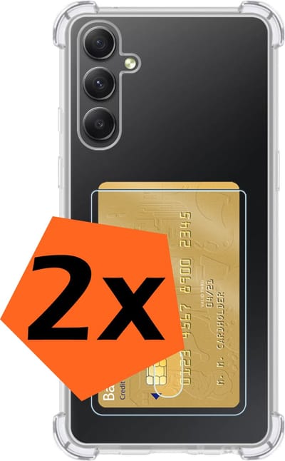 Hoes - 2 Stuks - Geschikt voor Samsung Galaxy A54 - Met Pashouder en Kaarthouder - Telefoon Hoesje Shockproof - Siliconen Case - Back Cover - Shock Proof - Pasjes Houder - Transparant