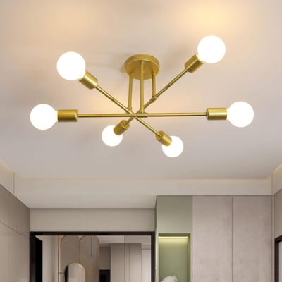 Haobosic - Moderne verstelbare 6-lichts E27 Sputnik-kroonluchter voor woonkamer, slaapkamer, keuken en eetkamer