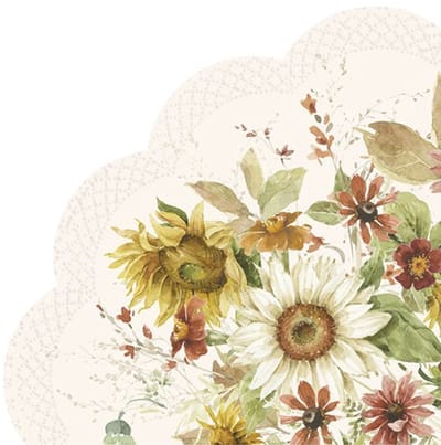 Ronde servetten - Late Summer Flowers Cream